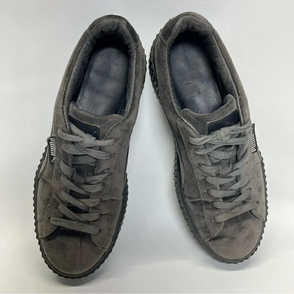 Fenty Puma Womens Velvet Creepers Glacier Grey‎ Platform Sneakers 9.5 36446603